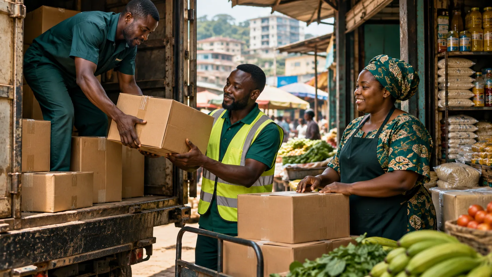 Un lot est remis entre acteurs de la distribution et du commerce.